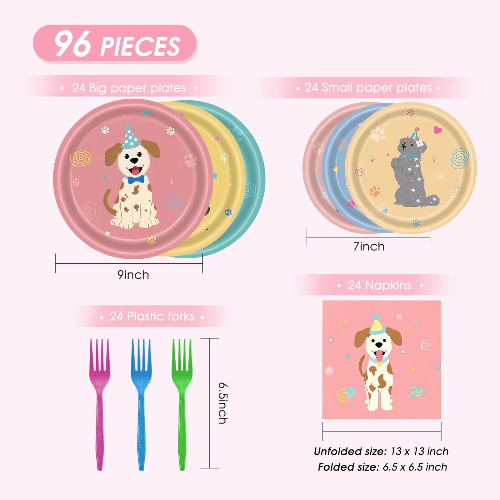 96Pcs Pet Dog Birthday Decorations, Retro Dog Birthday Party Supplies Puppy T…