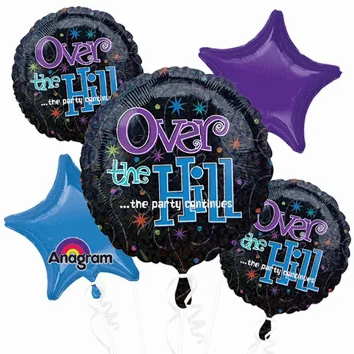 Anagram #27159 OVER THE HILL Birthday Balloon Bouquet Party Balloons – 5pc – NEW