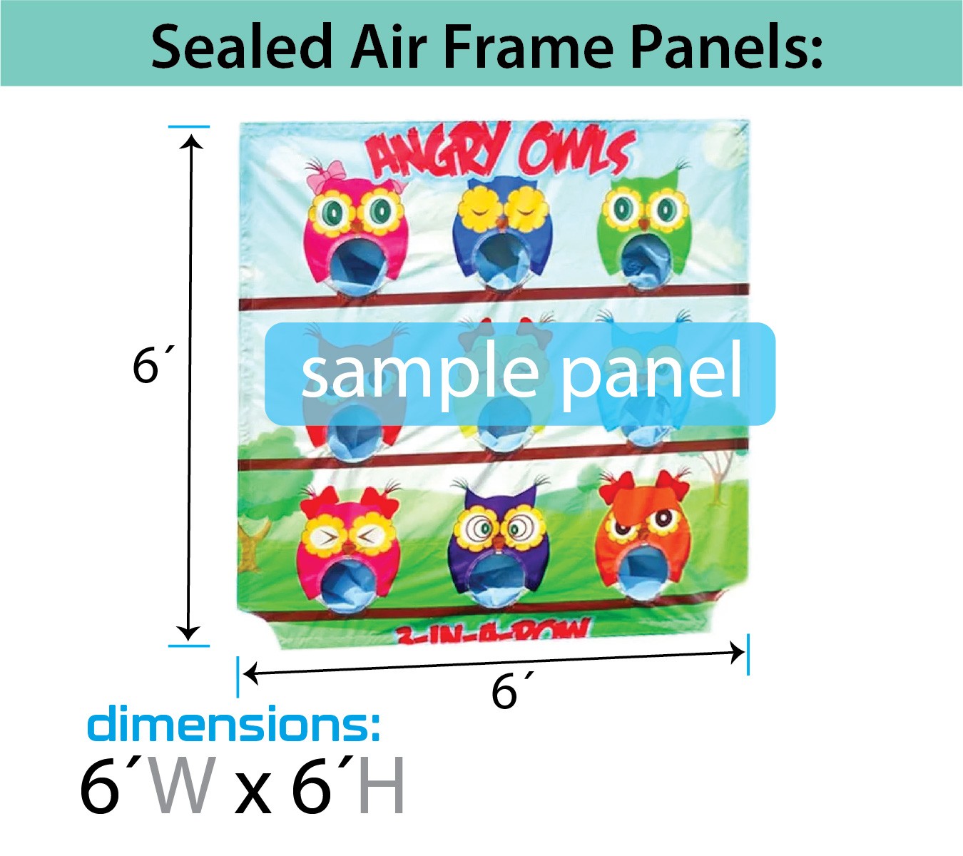 Replacement Inflatable Air Frame Game Vinyl Panel 5×6 Angry Owls Party Carnival