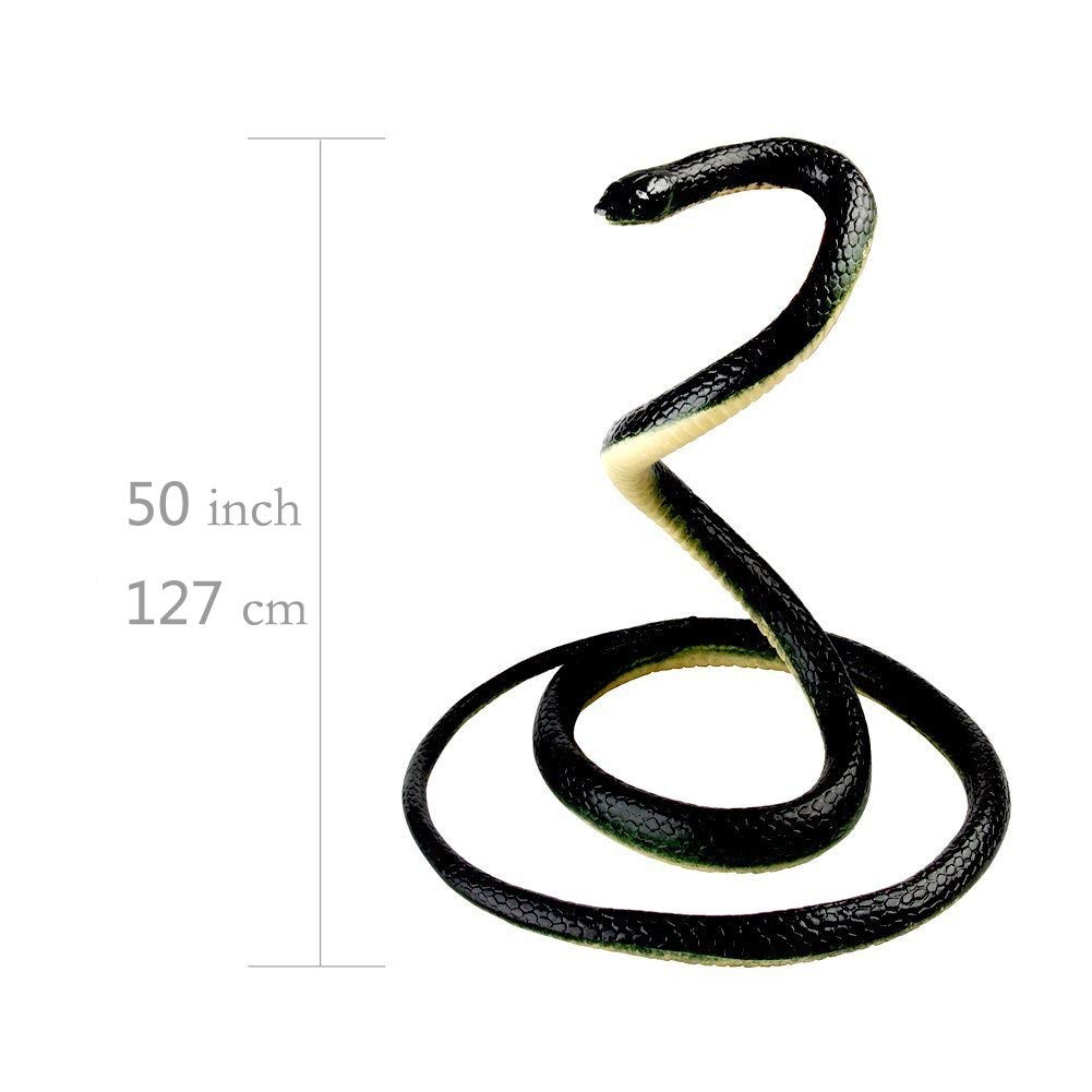 NAKIMO Realistic Rubber Fake Snake Toy 50 Inch Mamba for Garden Medium, Black