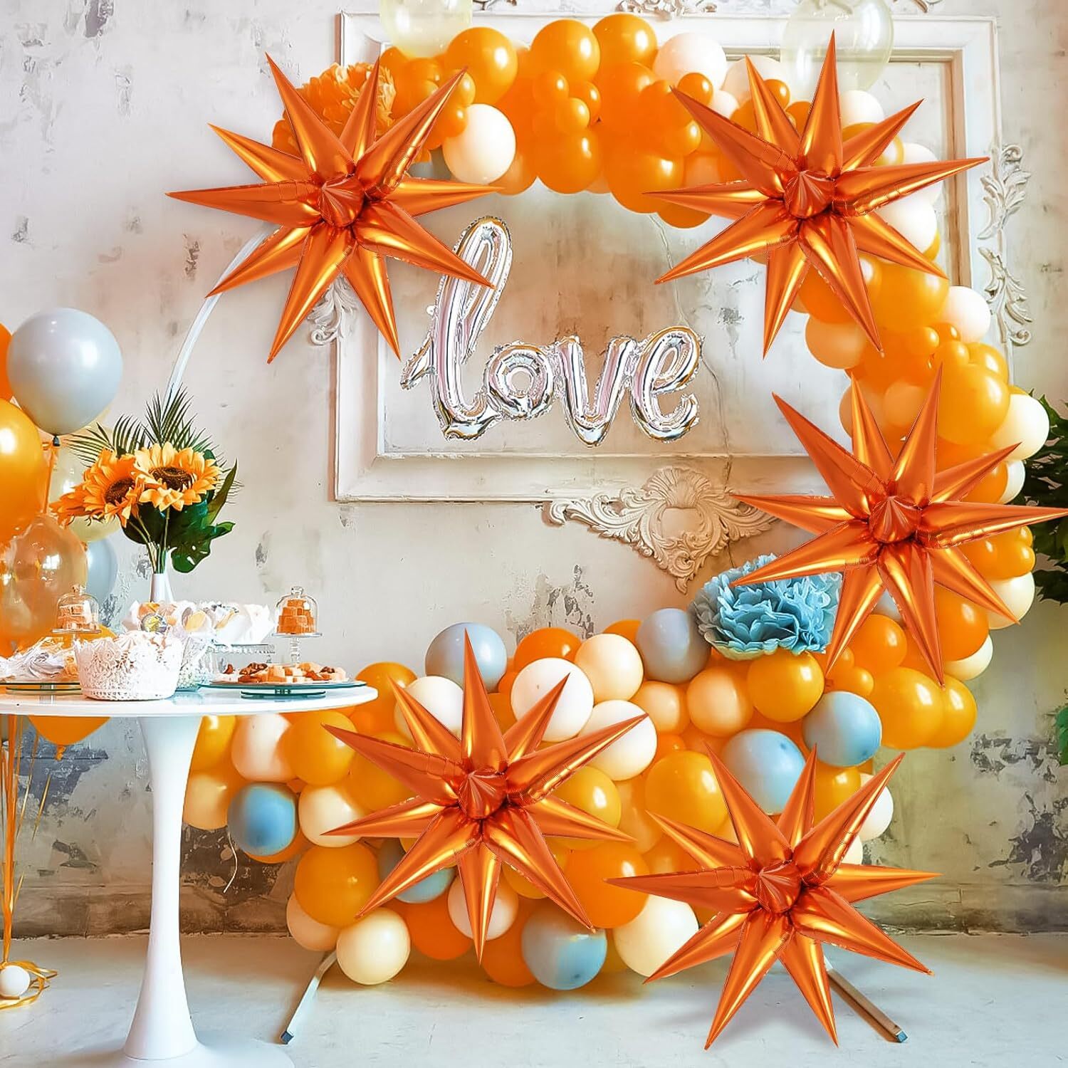 Star Burst Explosion Foil Balloon Water Drop Spike Cone Birthday Wedding Decor