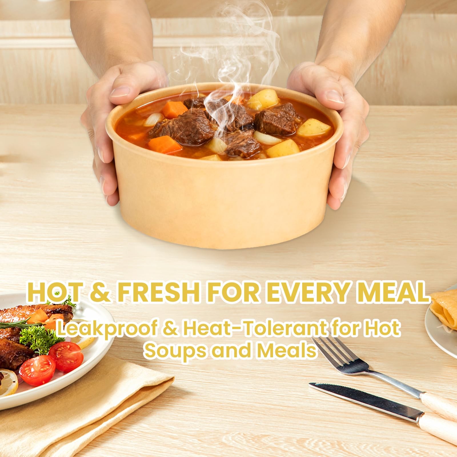 50 Count 34 oz Disposable Meal Prep Containers with Lids, Soup Serving Bowls …