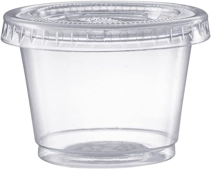 4 oz Portion Cups with Lids Clear Plastic Souffle Sauce Containers BPA Free