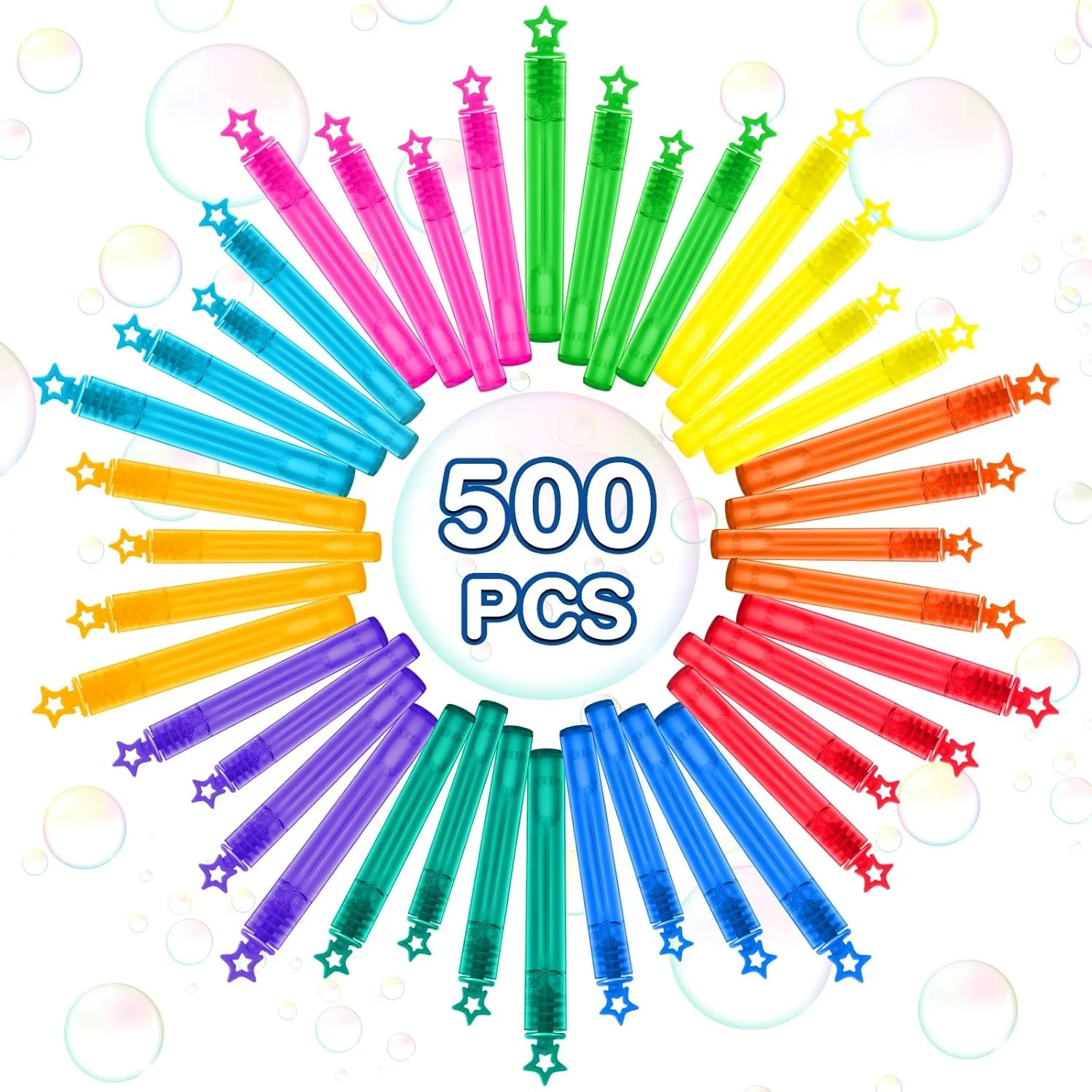 300 Pcs Mini Bubble Wands in 10 Colors, Bulk Party Favors for Kids, Themed Birth