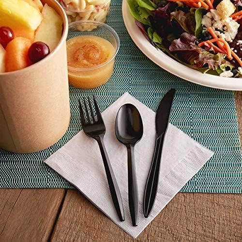 100 Plastic Spoons Black Medium Weight | Plastic Cutlery Disposable Spoons