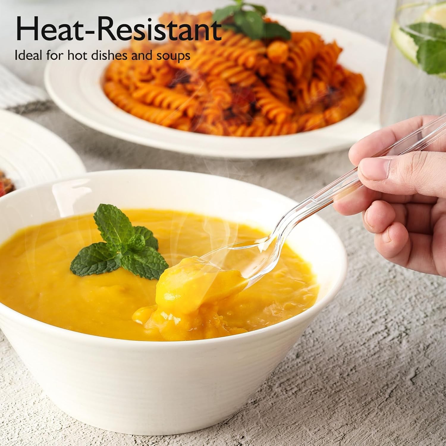 100 Count] Clear Plastic Spoons Heavy Duty, Premium Disposable Spoons, Durable