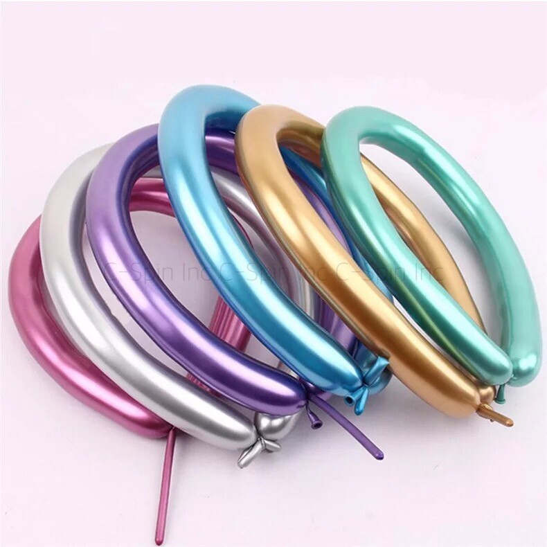 Animal Flower Party Twist Latex Tying Magic Long Balloons Metallic Gold Silver