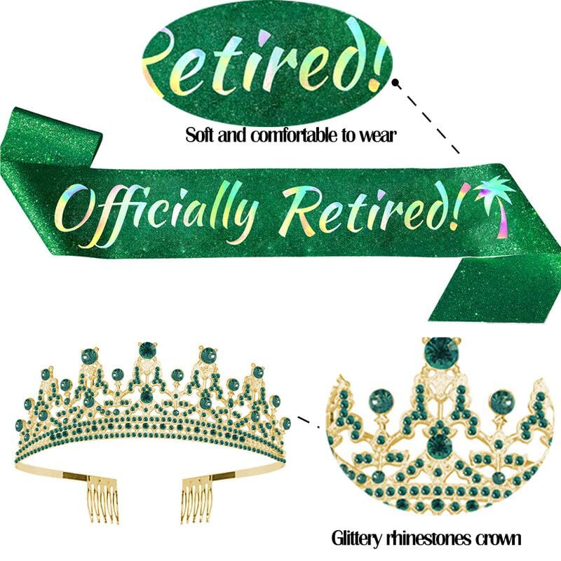Officially Retired Crown Sash Set Women Retirement Tiara & Sash Set for Retir…