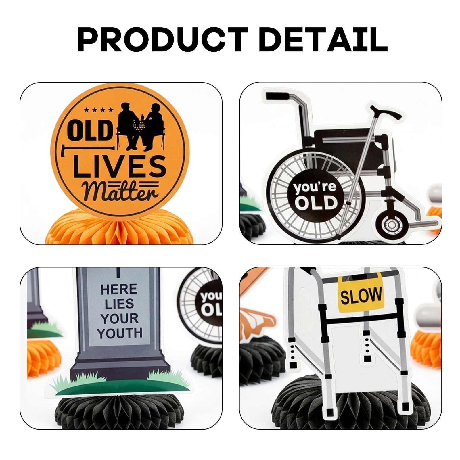 Over The Hill Birthday Decorations – 40th & 50th Honeycomb Centerpieces, Gag Gif