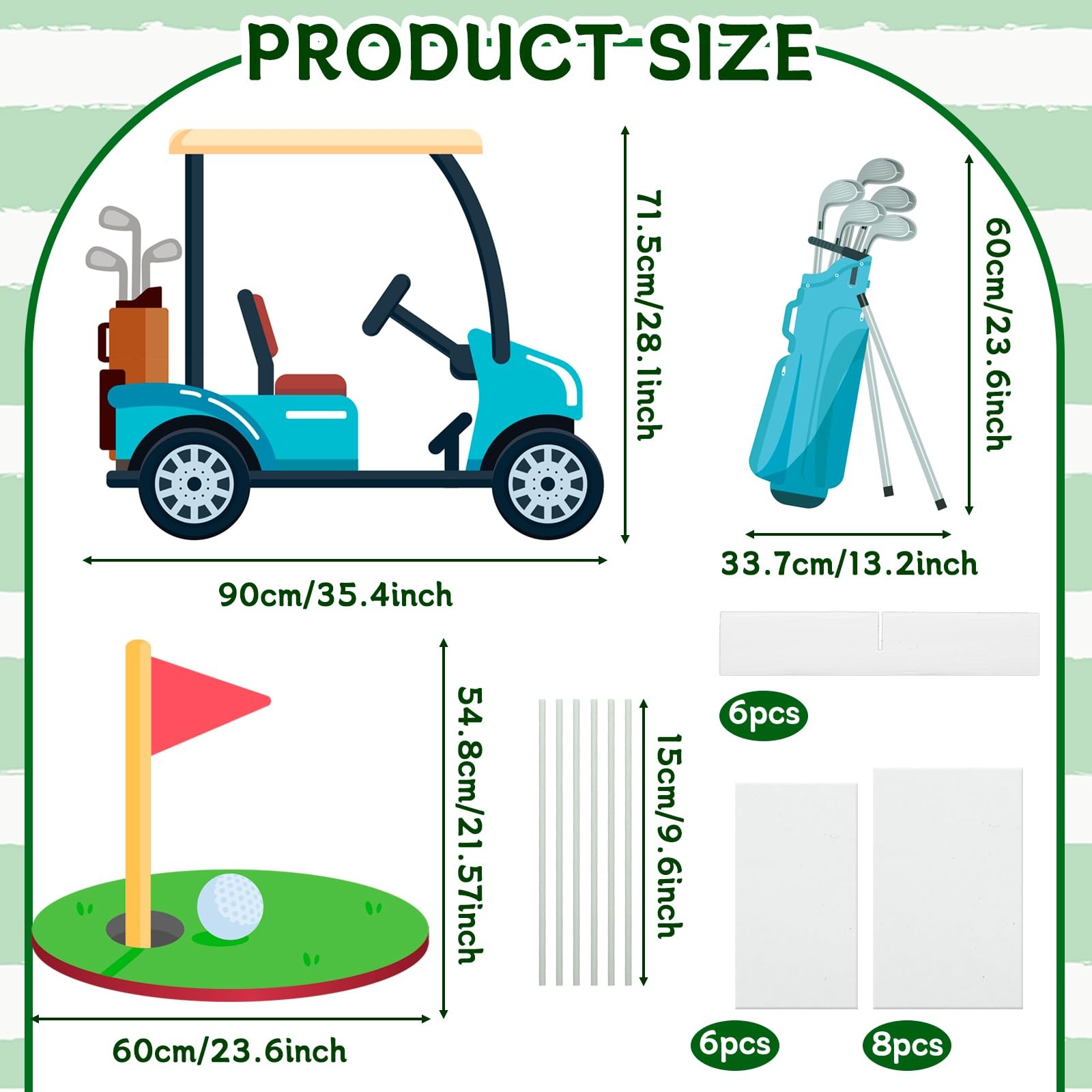 3 PCS Large Golf Birthday Party Decorations Kit Hole In One Photo Booth Props