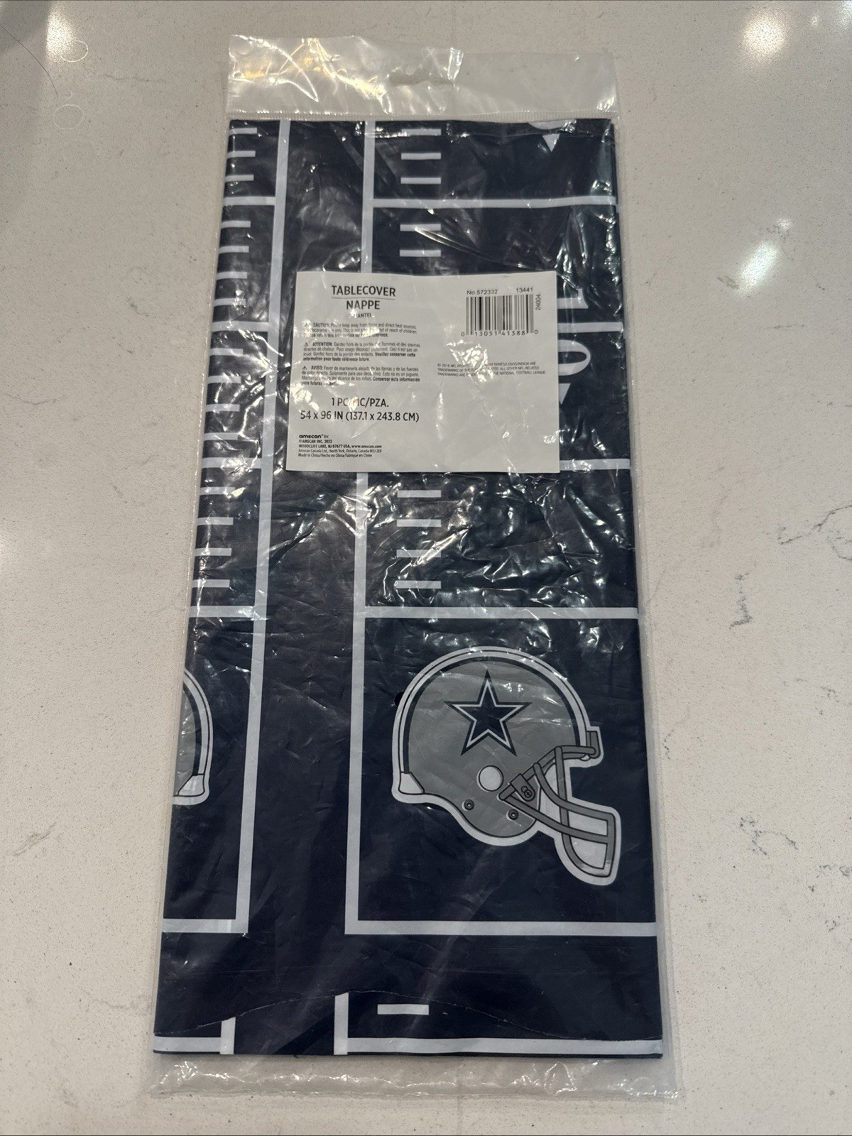 Amscan Dallas Cowboys Plastic Table Cover 54″ x 96″ Blue Football Field