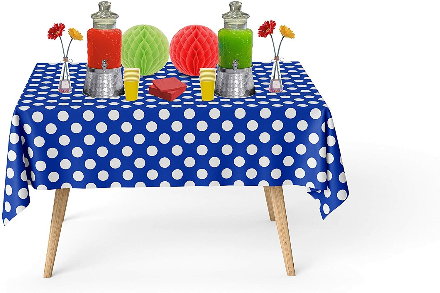 ClearlyElegant: Polka Dot Heavy Duty Plastic, Party Tablecloth Roll W/ Cutter.