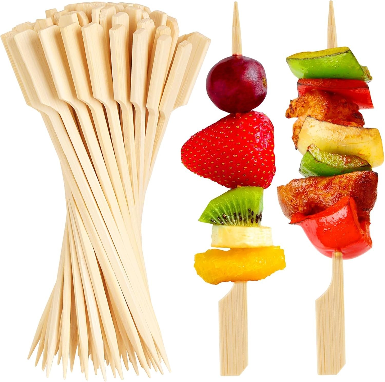 300PCS Cocktail Picks Bamboo Skewers for Appetizers, Paddle Wooden Skewers, F…