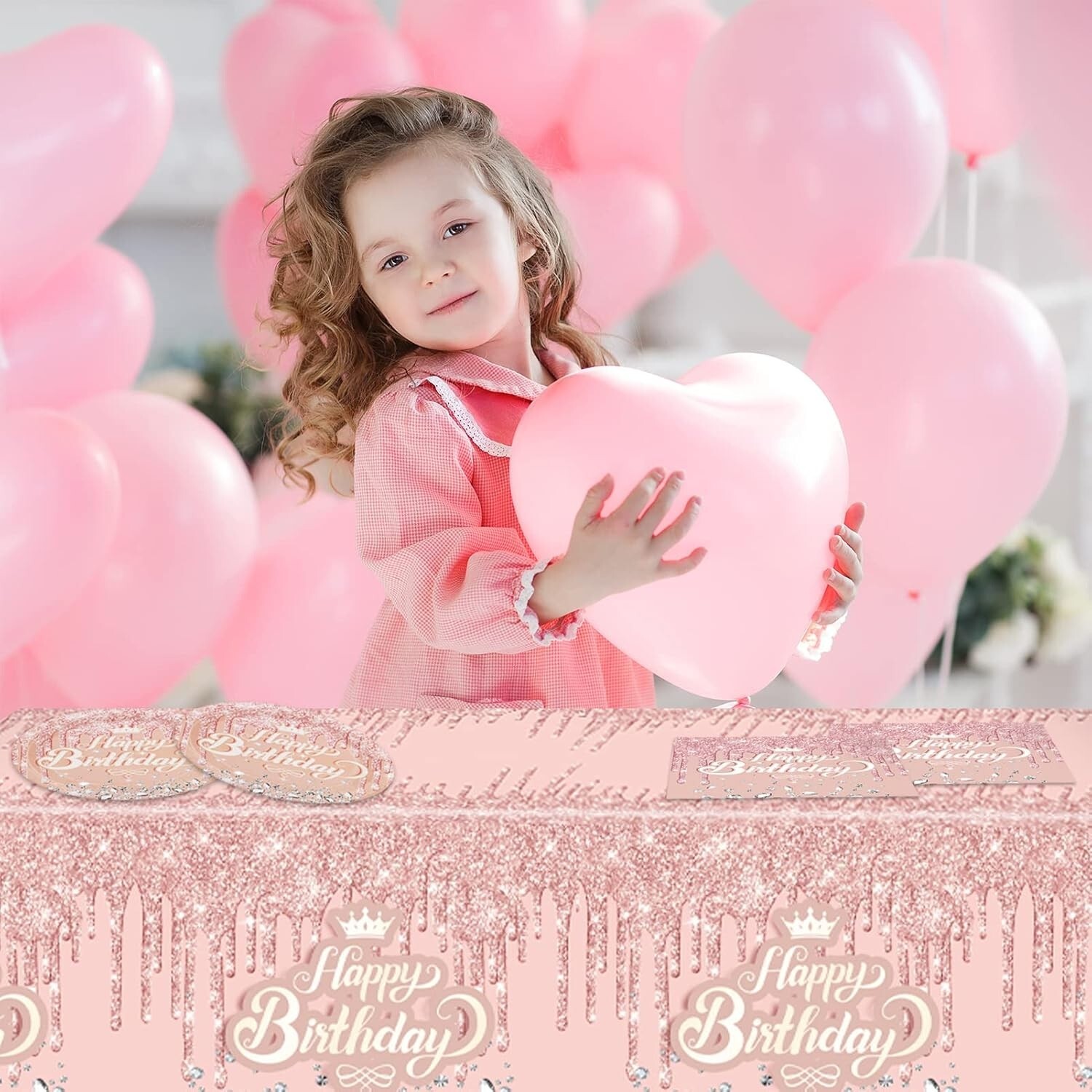 41 PCS Platos Set Borde Y Cubiertos De Papel Para Boda, Fiest, Tema De Oro Rosa.