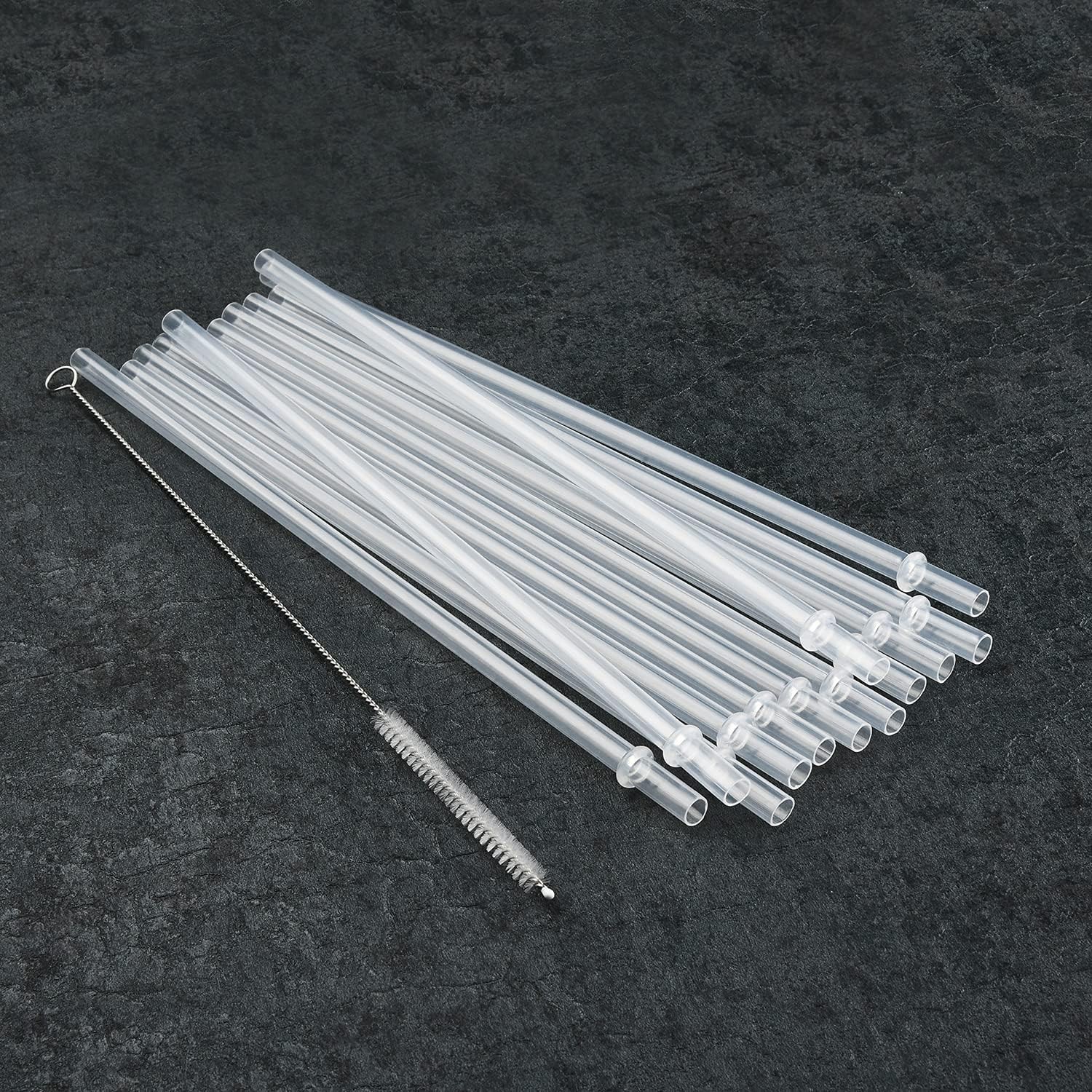 ALINK 12-Pack Reusable Clear Plastic Straws, 10.5 in x 0.3 in Replacement Tumble