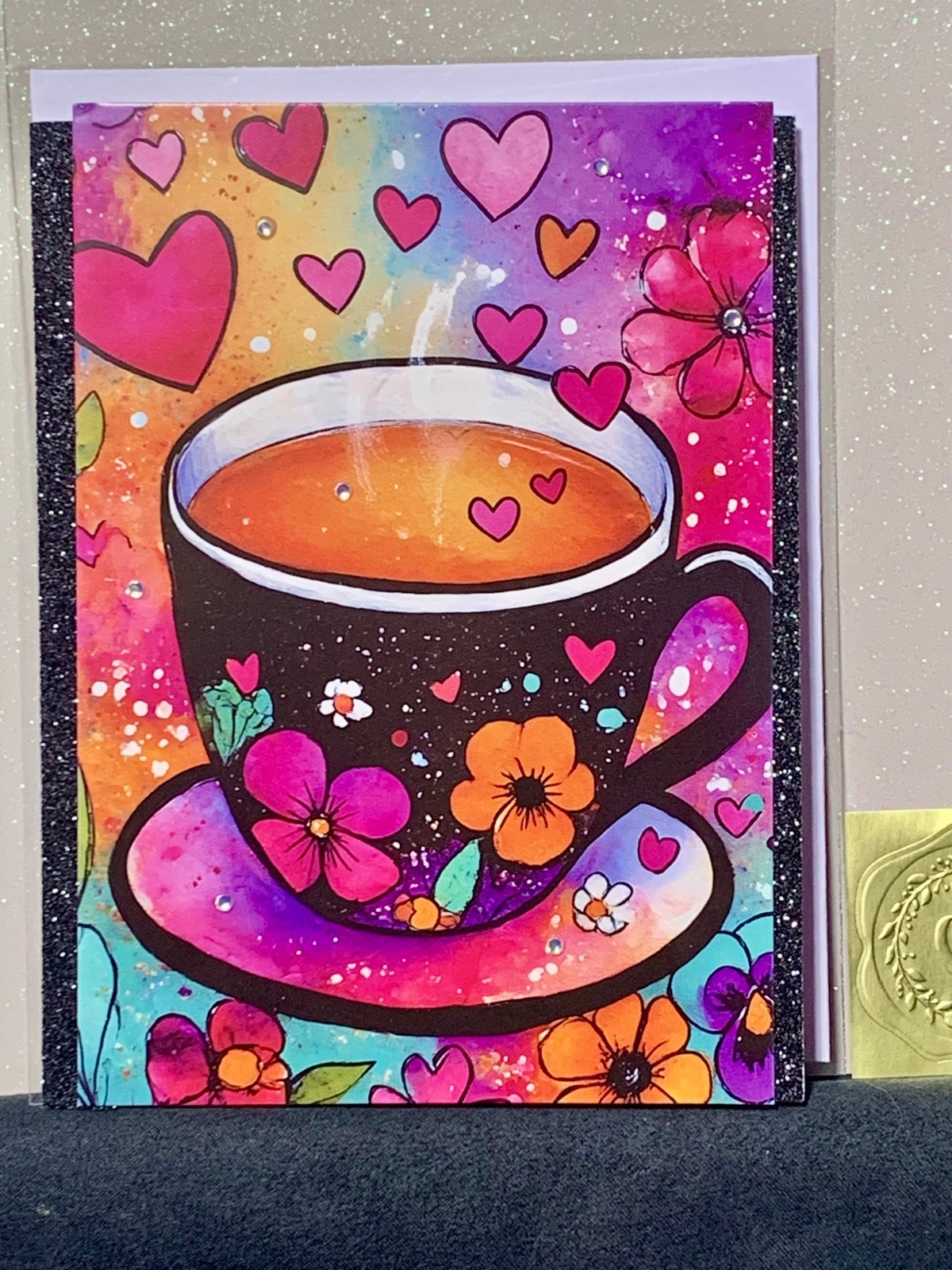Happy Birthday Card! Multi Purpose Bright and Beautiful Fantasy Teacup!