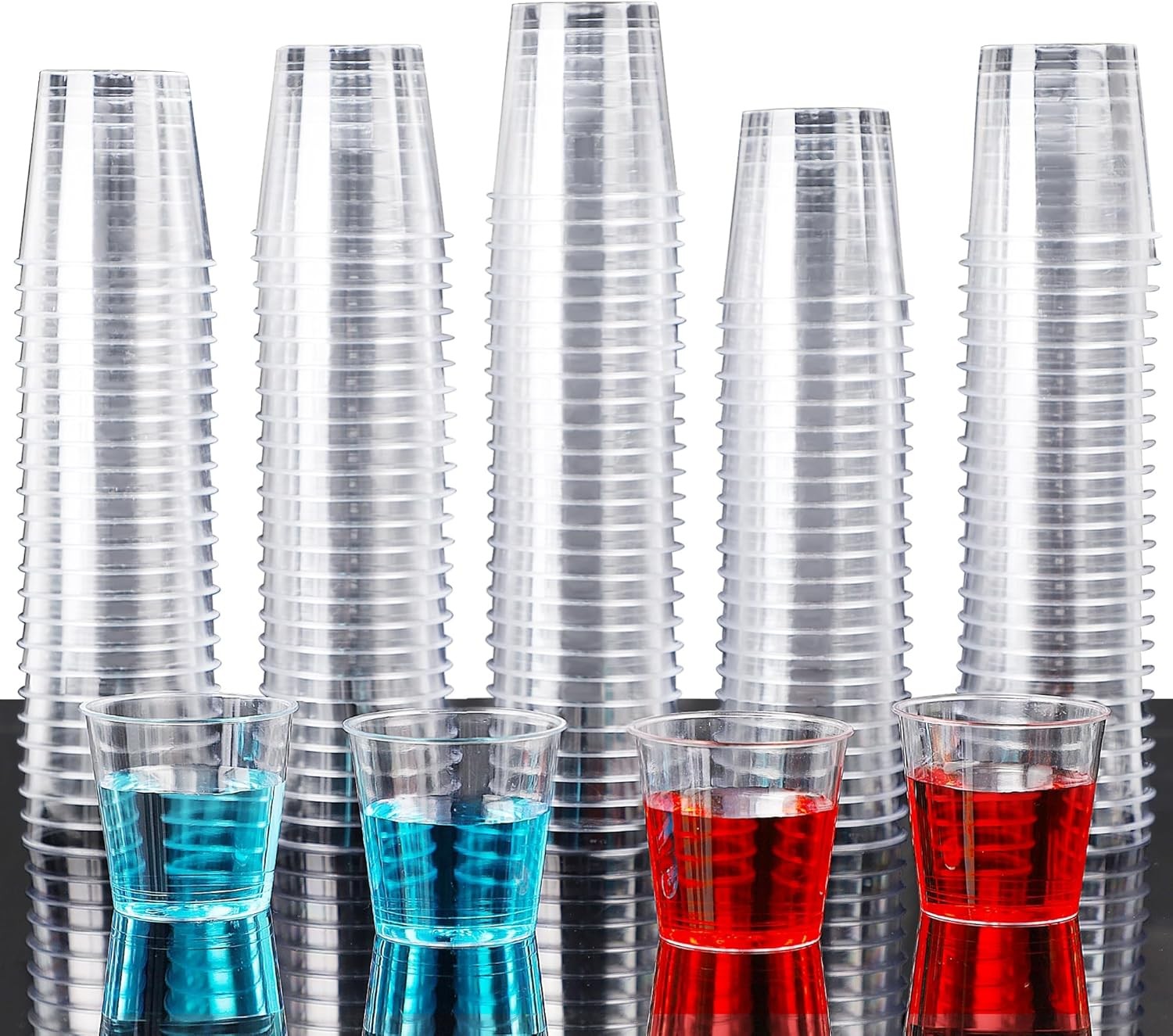 500 Shot Glasses, 1oz Clear Plastic Disposable Hard Cups, Mini Cups Great Contai