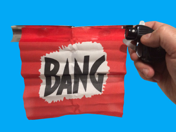 1 BANG GUN RED FLAG Clown Comedy Gag Toy Joke Stage Prop Joker Fake Metal Pistol
