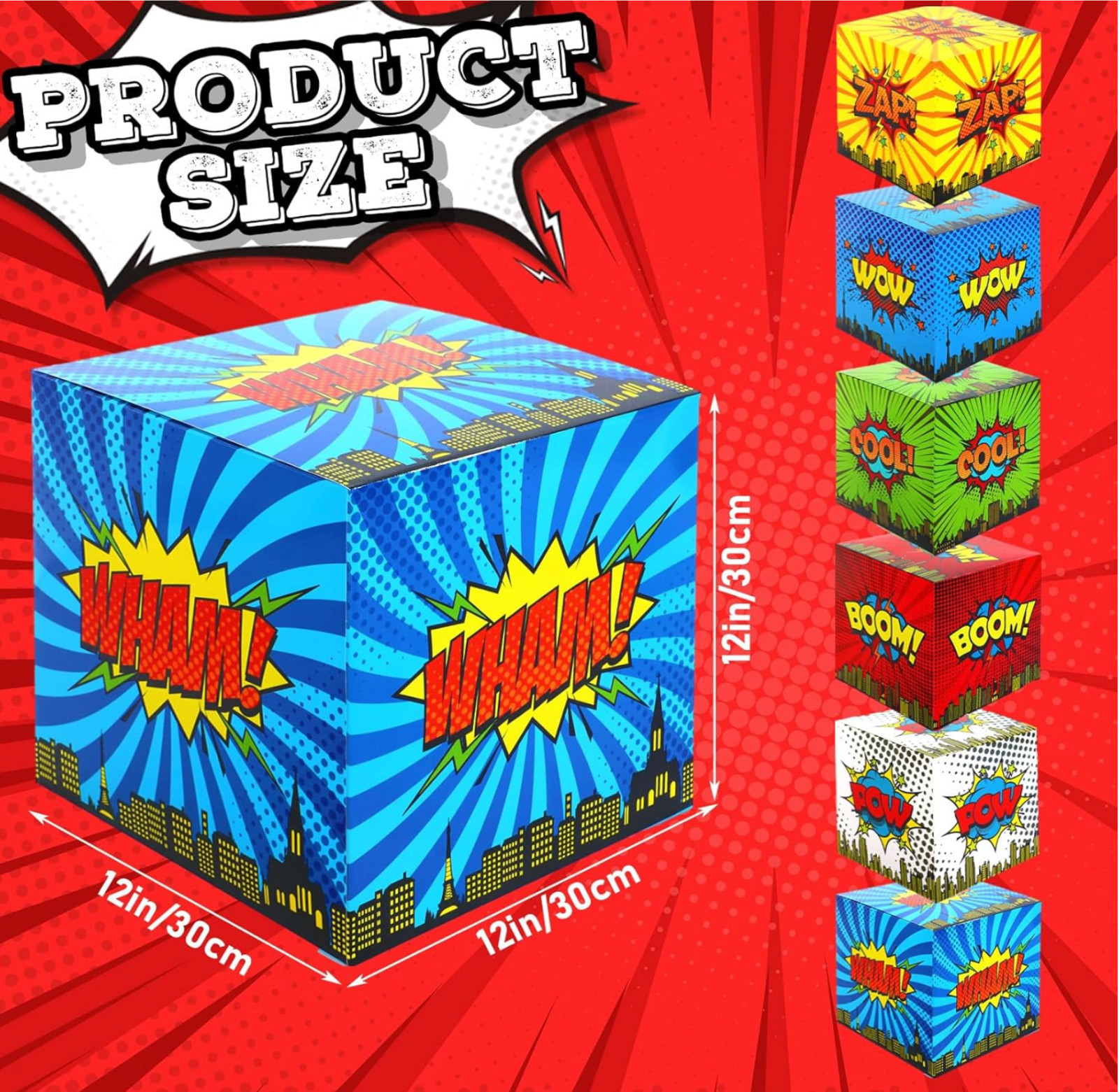 Hushee 6 Pcs Large Hero Party Decorations Boxes 12 Inch Hero Party Centerpieces