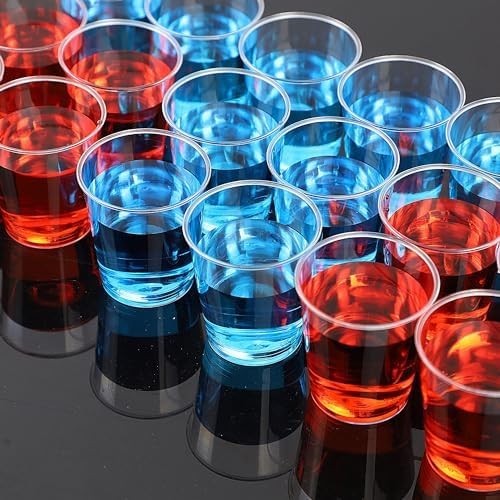 500 Shot Glasses, 1oz Clear Plastic Disposable Hard Cups, Mini Cups Great Contai
