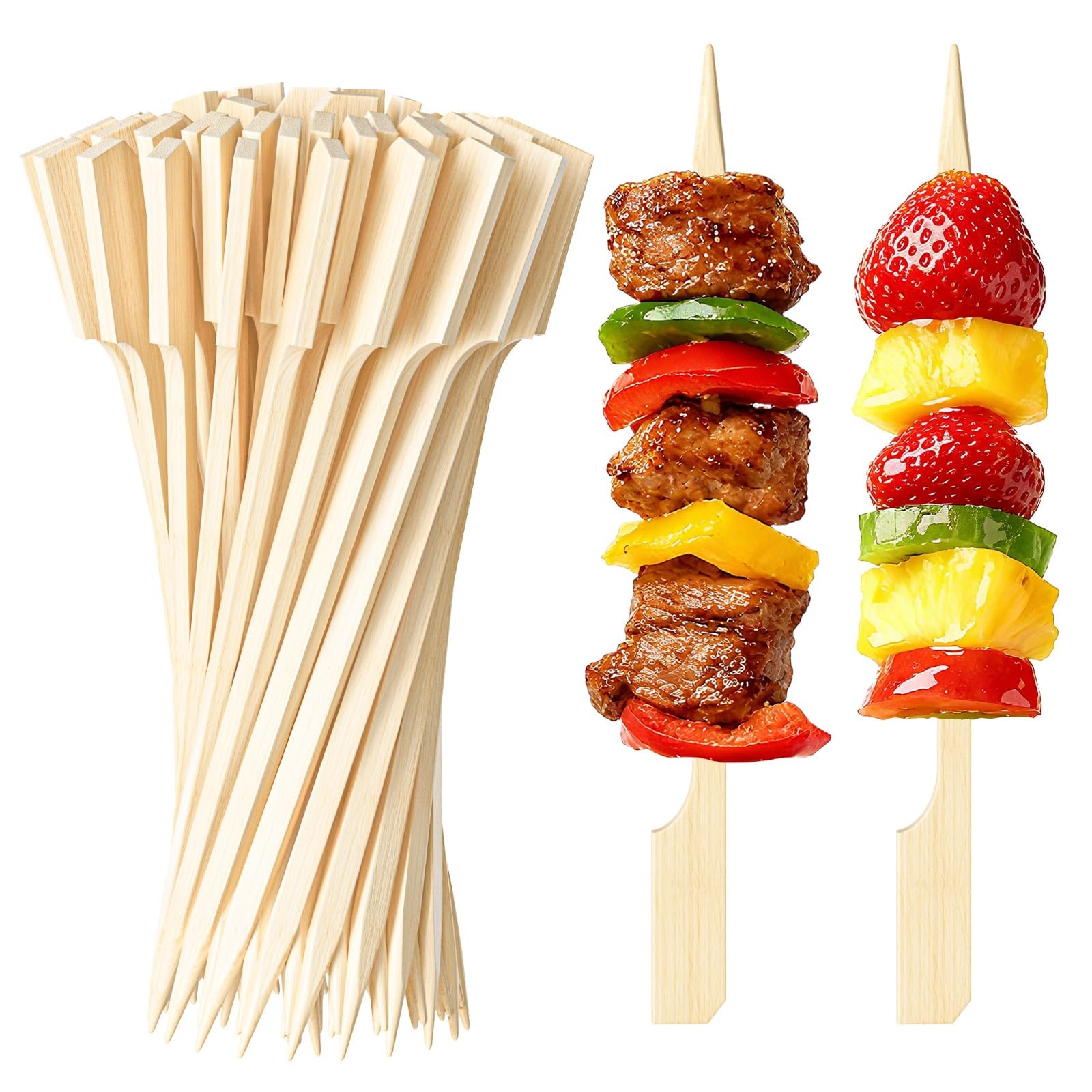 300 Pack Bamboo Appetizer Skewers 4.7 Inch – Cocktail Picks for Appetizers, C…