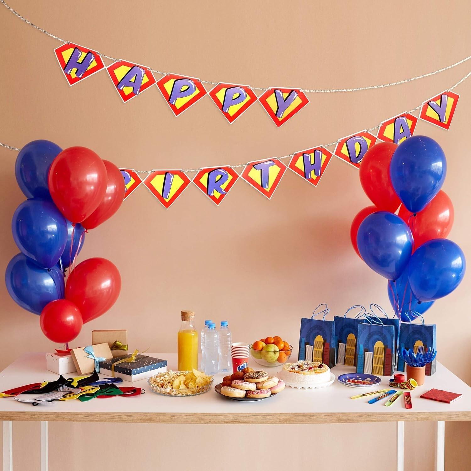 Superhero Kid’s Party Supplies – Felt Masks, Birthday Party Favors for 8 Guest
