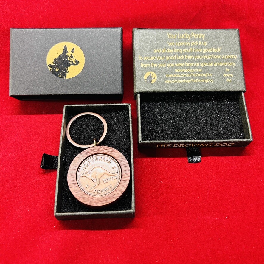 80th Birthday Gift Anniversary Present 1944 Australian Jarrah Penny Keyring