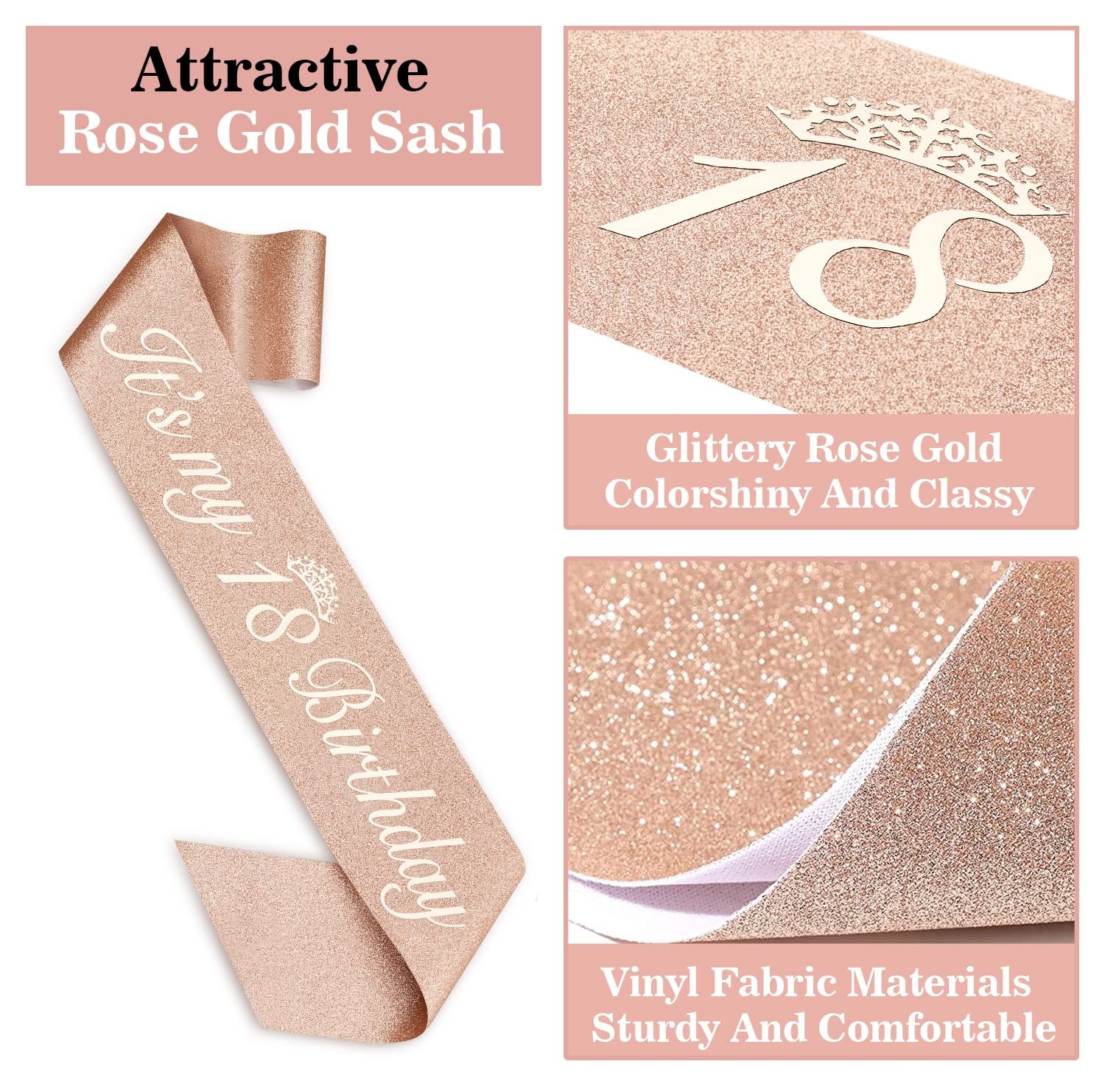 18th Birthday Decorations for Girls, Including Sash, Crown/Tiara, Candles, C.