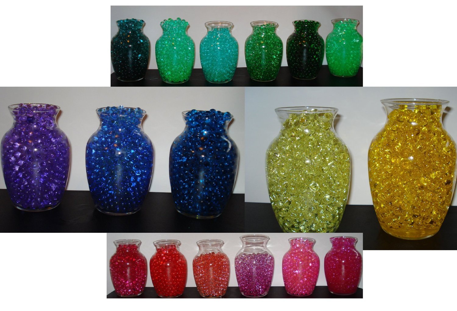 Water beads -USA water jelly beads -29 different colors -each pk makes 1 1/2 Qrt