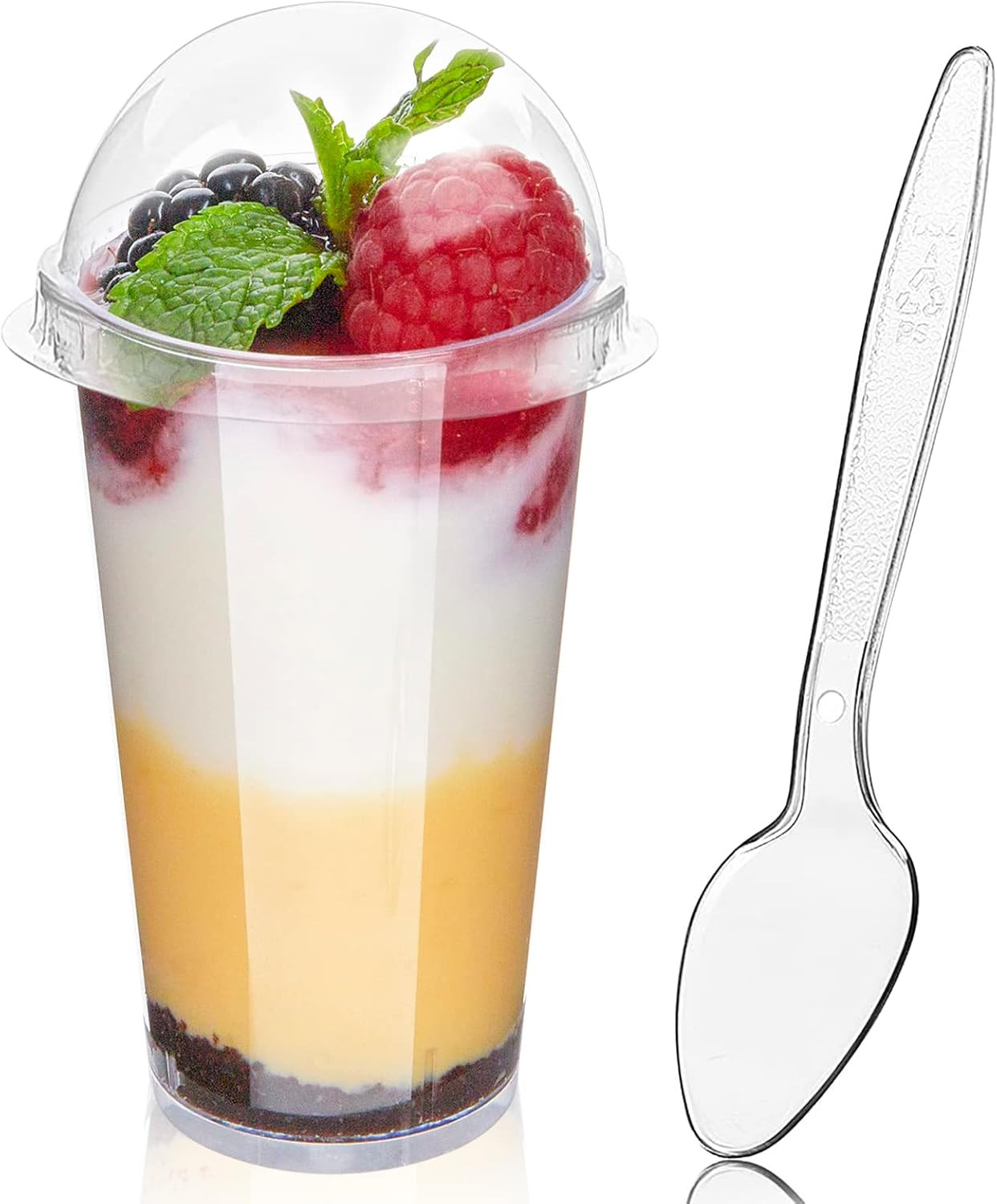 3 Oz Mini Dessert Cups with Lids and Spoons, 50 Pack Clear Plastic Dessert Sh…