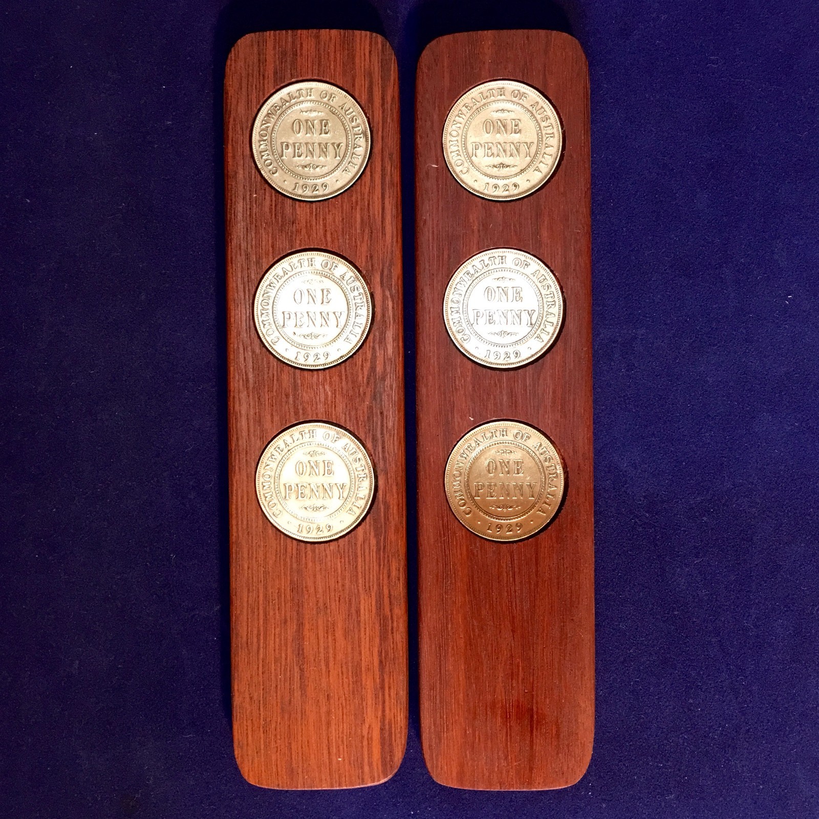 80th Birthday Gift Present Hardwood Two-Up Game 1944 Australian Pennies Anzac