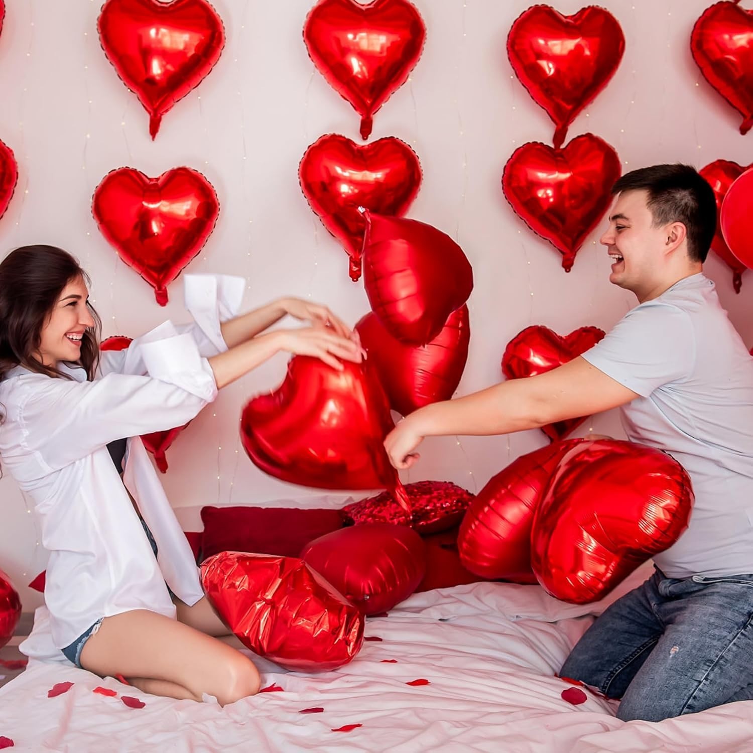 20 pcs Heart Shape Foil Balloons Red 18″ for Valentine’s Day Birthday Party