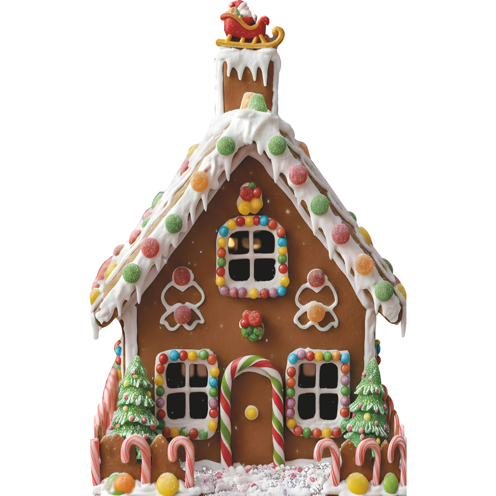 SP13589 Christmas Gingerbread House Candy Cane Frosting Icing Santa Cardboard Cu