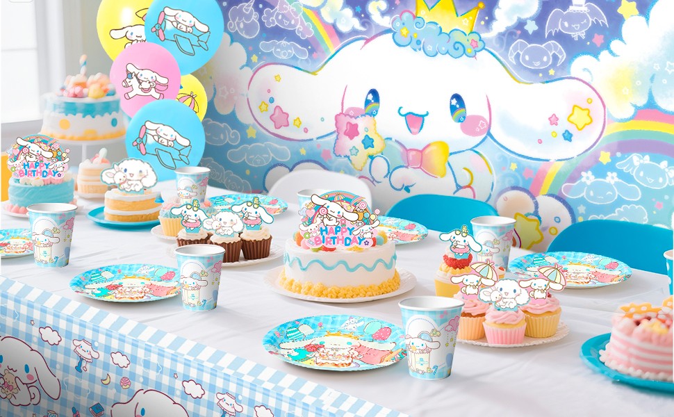 Sanrio Cinnamoroll Party Decoration Birthday Supplies Balloons Tableware Banner
