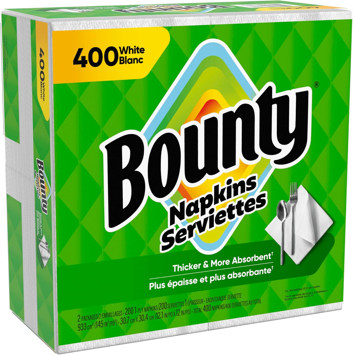 Bounty Paper Napkins White 400 Count Durable Disposable Napkins for Home Use