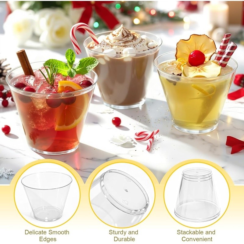Durable Disposable Plastic Cups 9oz Perfect Parties Weddings Events Celebrations