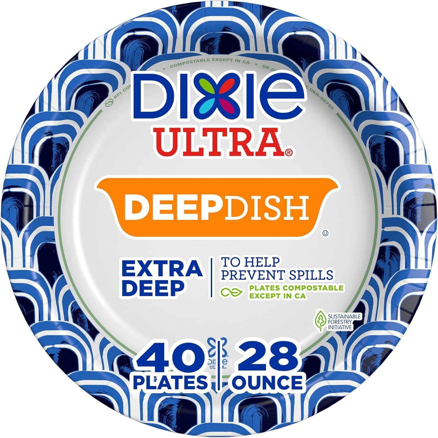 Dixie Ultra, Deep Dish Paper Plates, 28 Oz, 40 Count, Heavy Duty, Microwave.