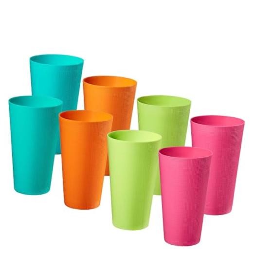 Plastic Cups Large Tumblers 35-ounce Reusable 7 Inches Multicolor 8 pack