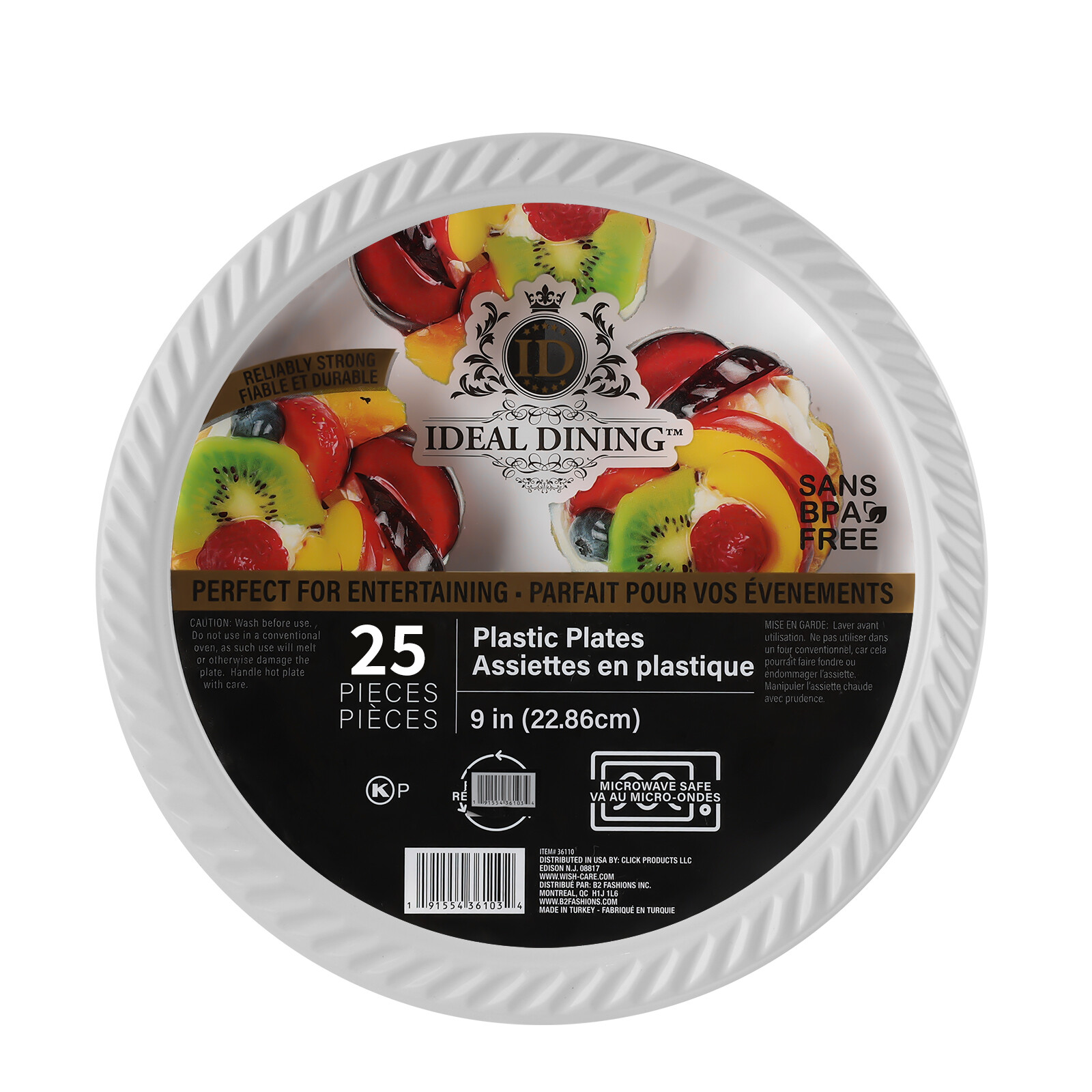 Disposable White Plastic Plates 7″ 9″ 10″Party Dinner Plates Heavy Duty BPA-Free