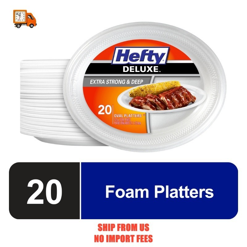 (6 pack) Hefty Deluxe Extra Strong and Deep Disposable Foam Oval Plates, 10 x 12