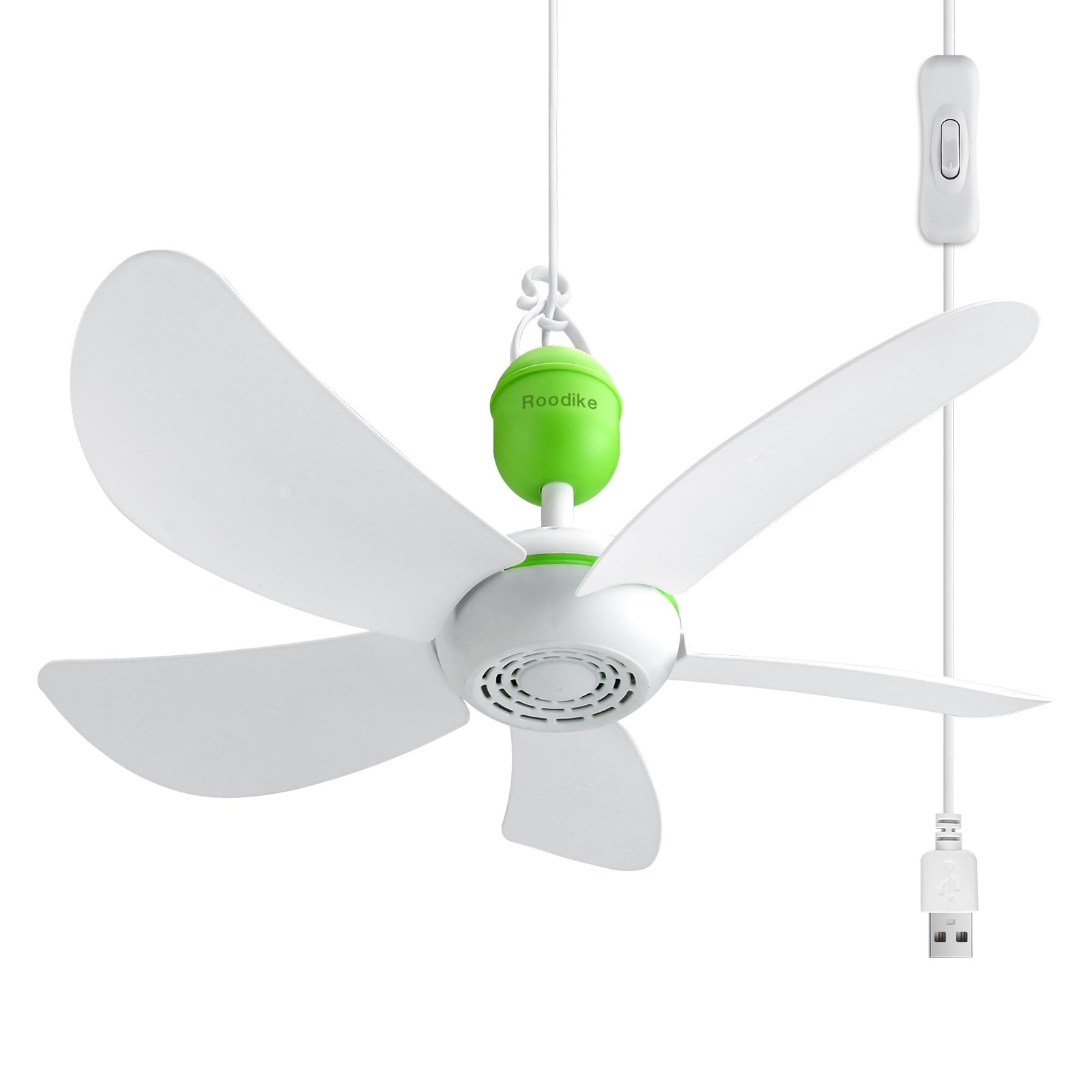 Roodike 17″ Portable USB Ceiling Fan for Camping Tent Outdoor Gazebo RV Cruise,
