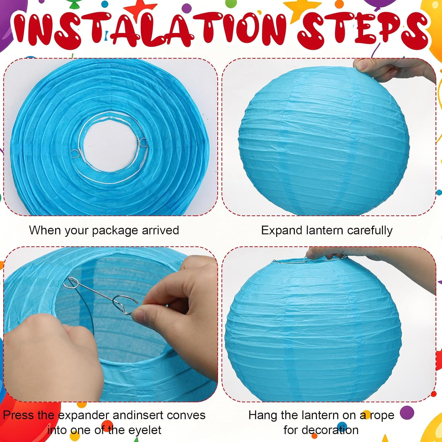 12 Pcs 10 Inch Hanging Paper Lanterns Party Decorations Colorful Rainbow Classro