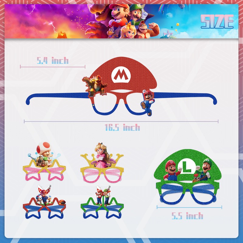36Pcs Super Mario Party Decoration Mario Party Favors Kids Game Gift Photo Props