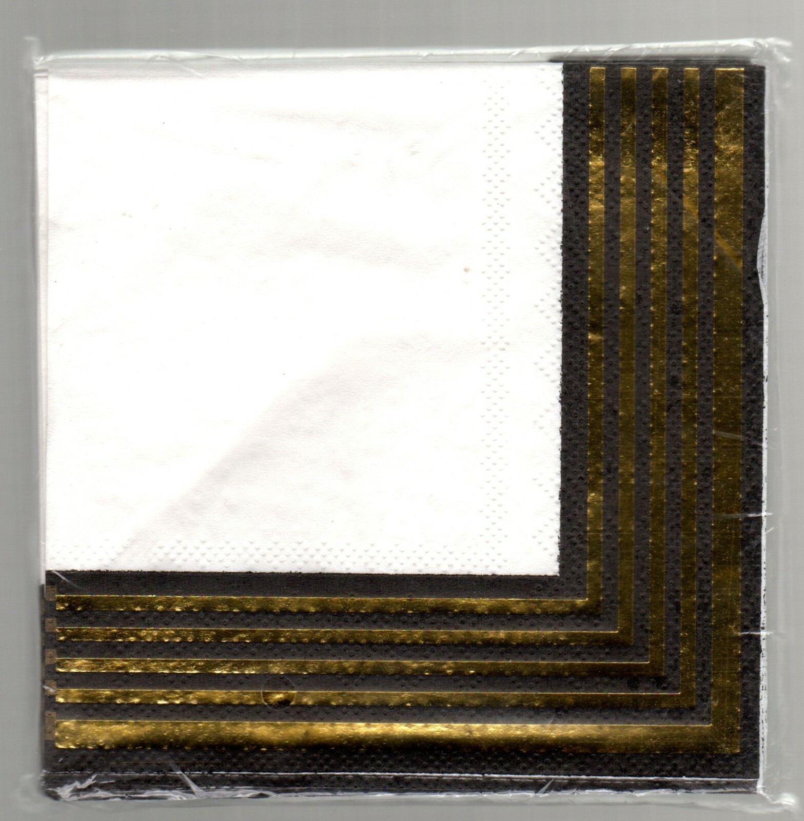 Black & Metallic Gold Stripes Party Napkins, 16 Pc, All Occasion Graduation, 5″