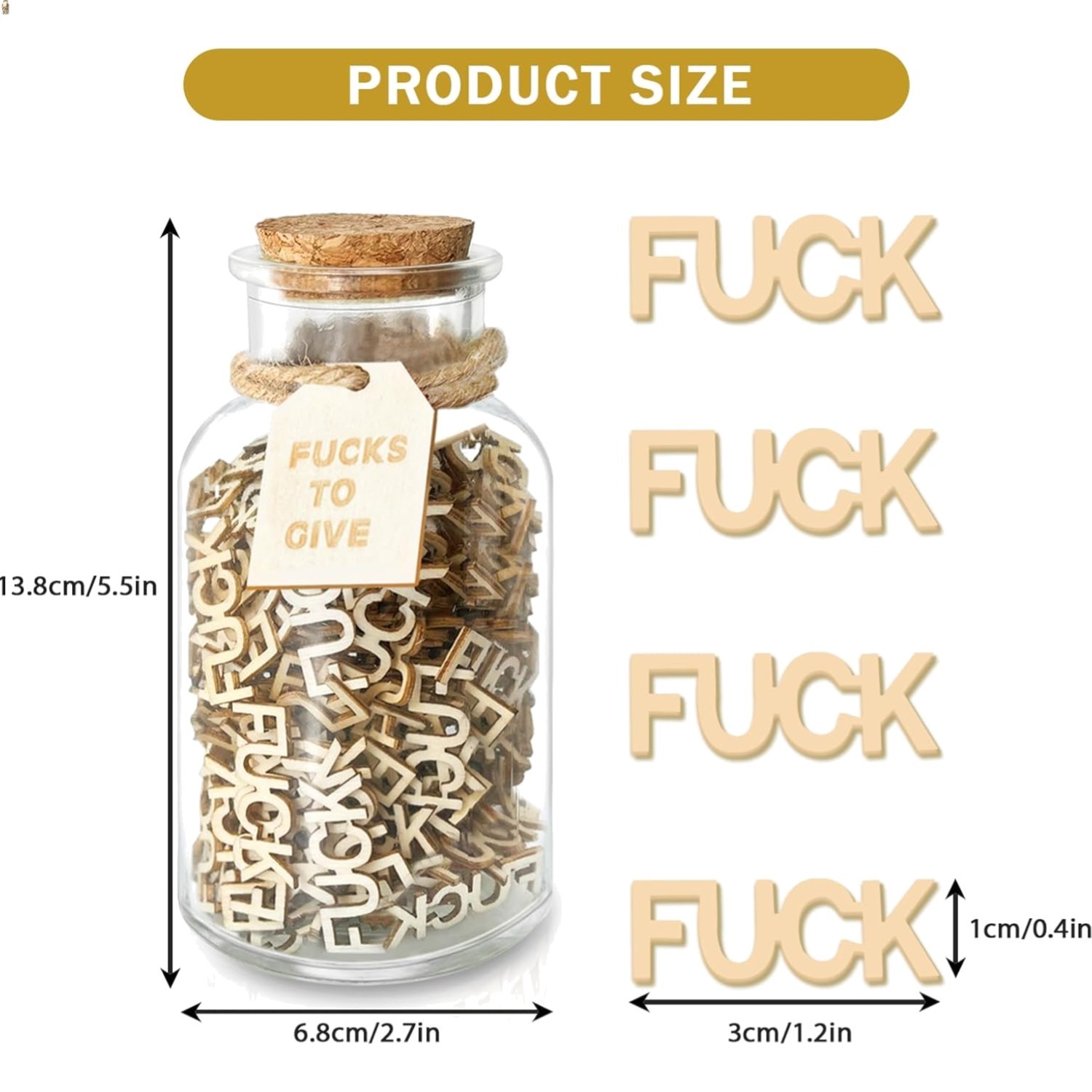 Eco-Friendly F**k Gift Jar with 200 Wooden Letters – Perfect for Any Occasion