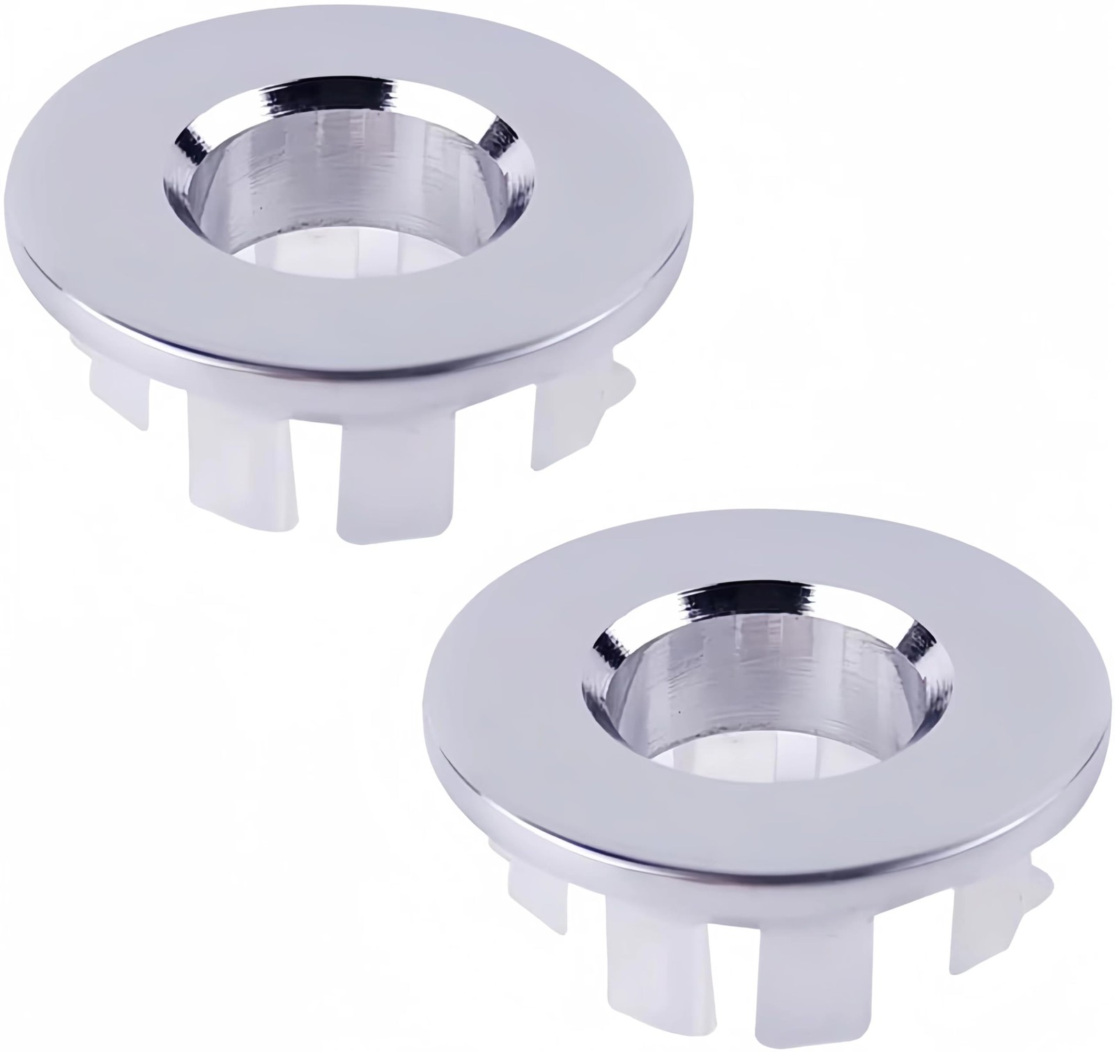 2 Pack Sink Overflow Cover,Sink Overflow Ring，Made of Silver Fine Copper，The App