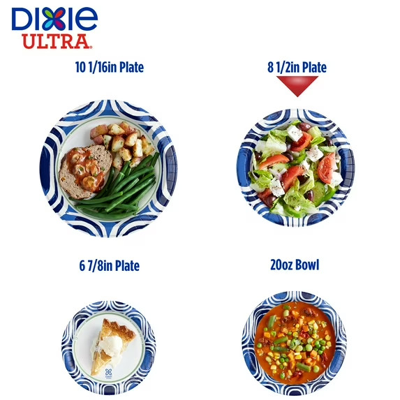 Dixie Ultra Disposable Paper Plates, 8.5″, Multi-Color, 25 Count