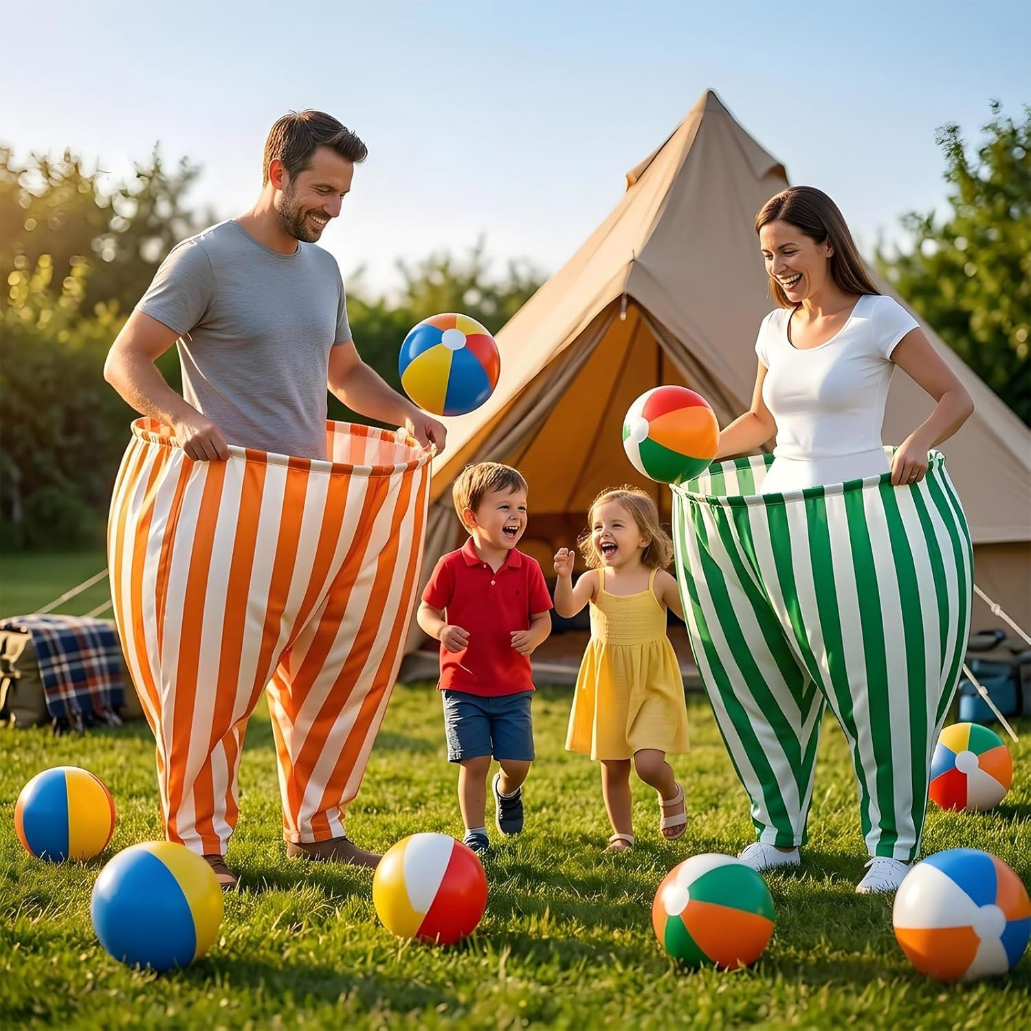 Granny Pants Outdoor Game,Giant Oversized Granny Funny Pants Set with Bouncy Bal