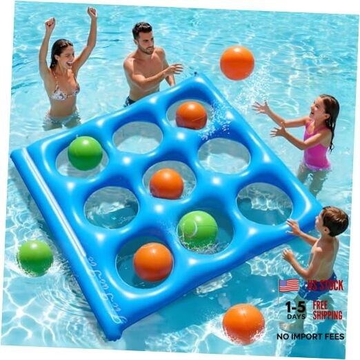 Giant Tic-Tac-Toe Pool Toys Games Set, Inflatable Pool Tic-Tac-Toe Game Blue