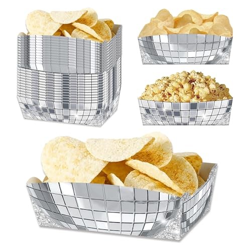 24 Pcs Disco Theme Food Trays – Ball Paper Dinnerware – Party